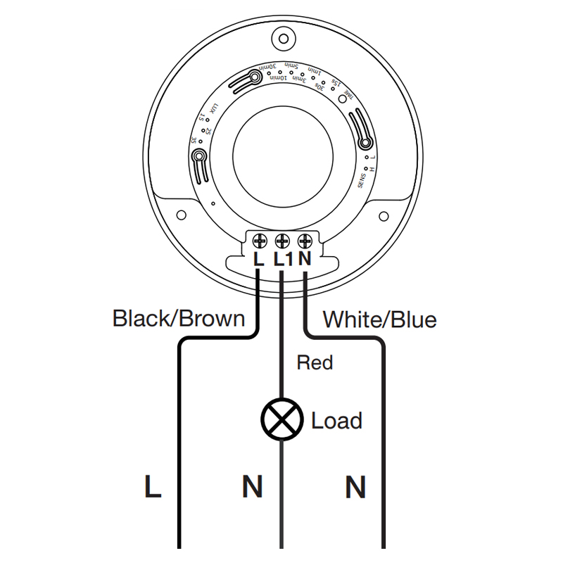 diagrama de cablagem do sensor de movimento de teto rz036