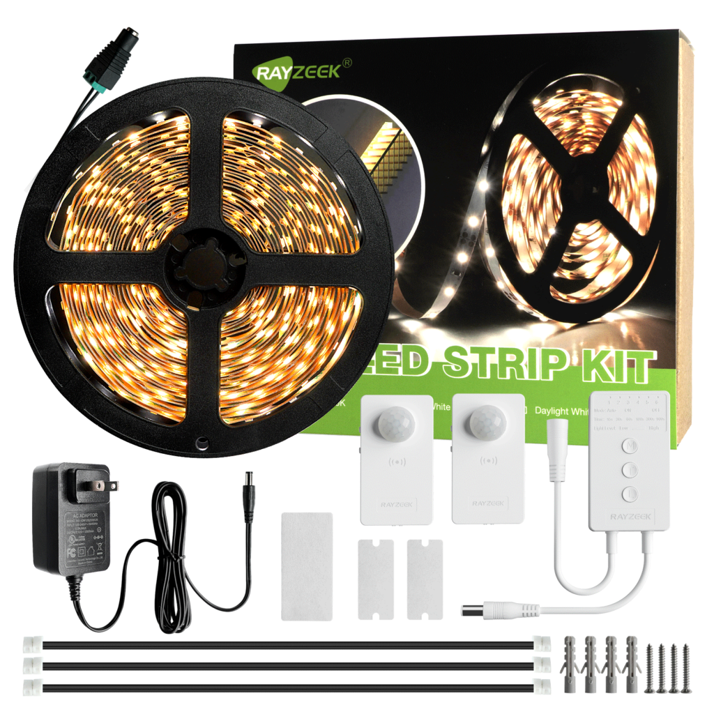 Trådløst controller-sæt med 2X bevægelsessensor og varm hvid LED-strip