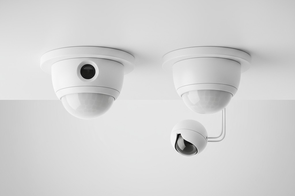 Τύποι αισθητήρων κίνησης με Daylight-Sensing Ανάλυση σύγκρισης ενός ολοκληρωμένου αισθητήρα κίνησης με ενσωματωμένο φωτοκύτταρο και συστήματος με ξεχωριστό αισθητήρα κίνησης και εξωτερικό φωτοκύτταρο.