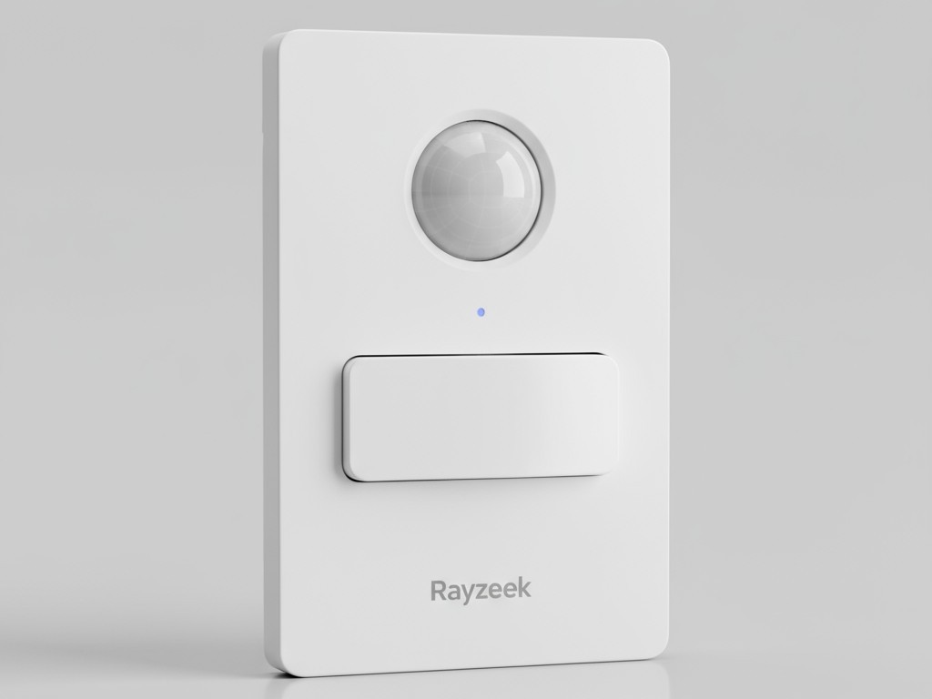 Uma foto do produto de um interruptor de luz com sensor de movimento sem neutro Rayzeek.