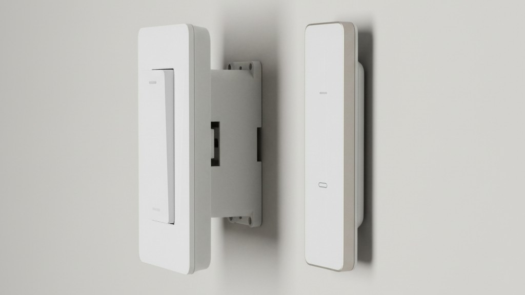 Uma visão lado a lado de um interruptor inteligente padrão volumoso ao lado de um interruptor inteligente mais raso, de perfil fino, projetado para espaços apertados.