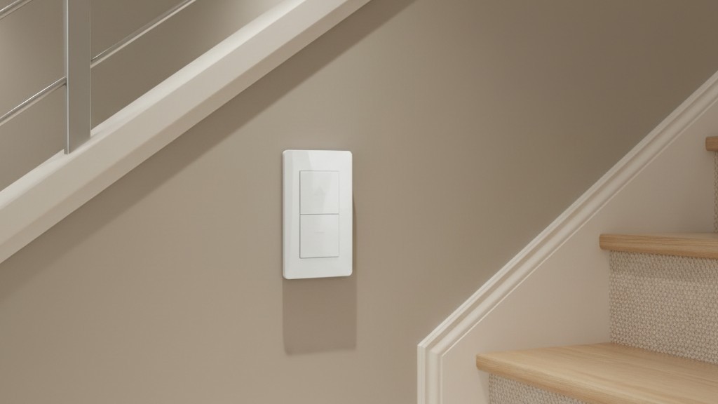 Controle Remoto Sem Fio como uma Solução de Interruptor de Três Vias Um controle remoto sem fio elegante montado em uma placa de parede na parte inferior de uma escada parece exatamente como um interruptor de luz tradicional conectado diretamente.
