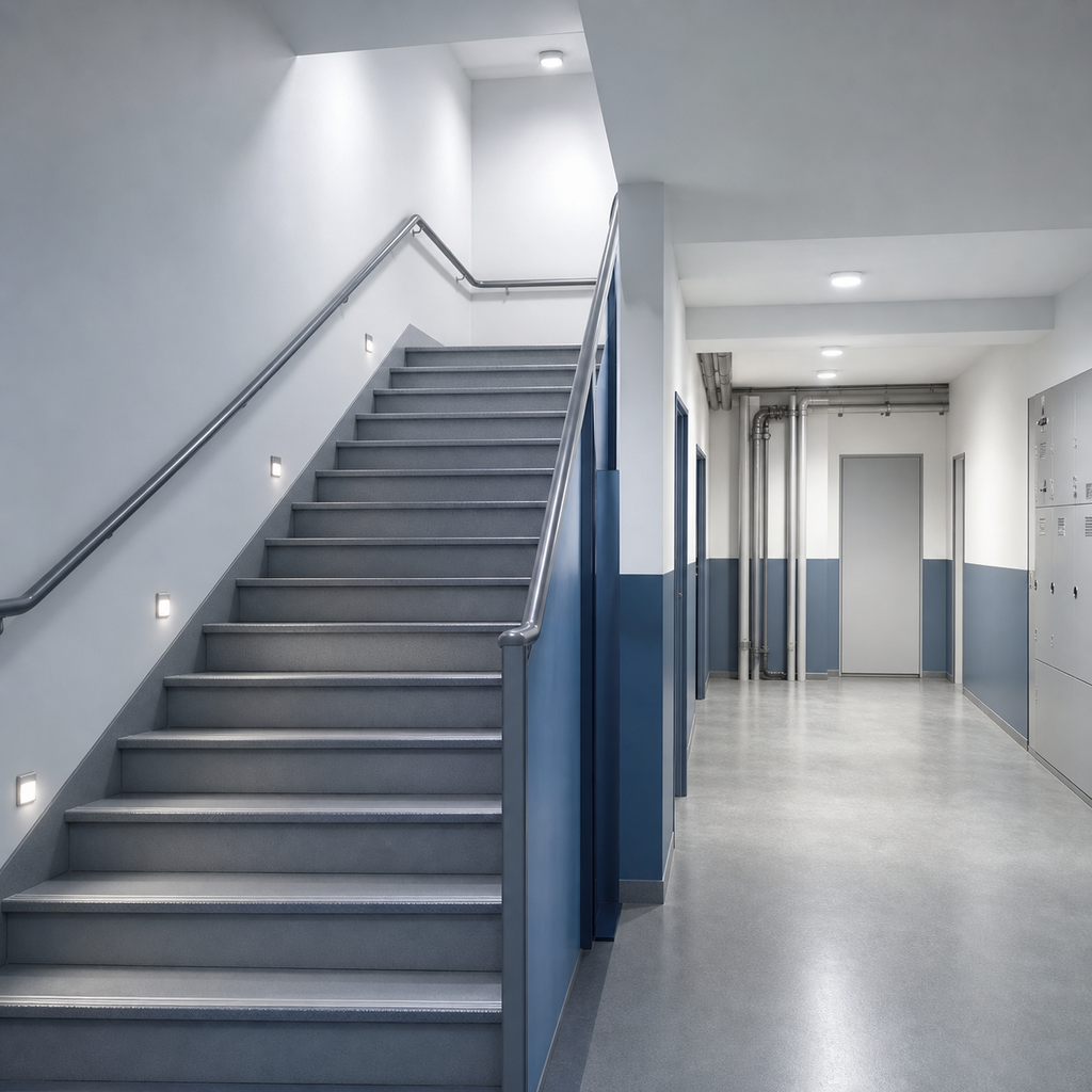 Lysstyring til indendørs trappeopgang og bryggers